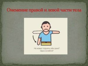 Онемение правой стороны лица и руки